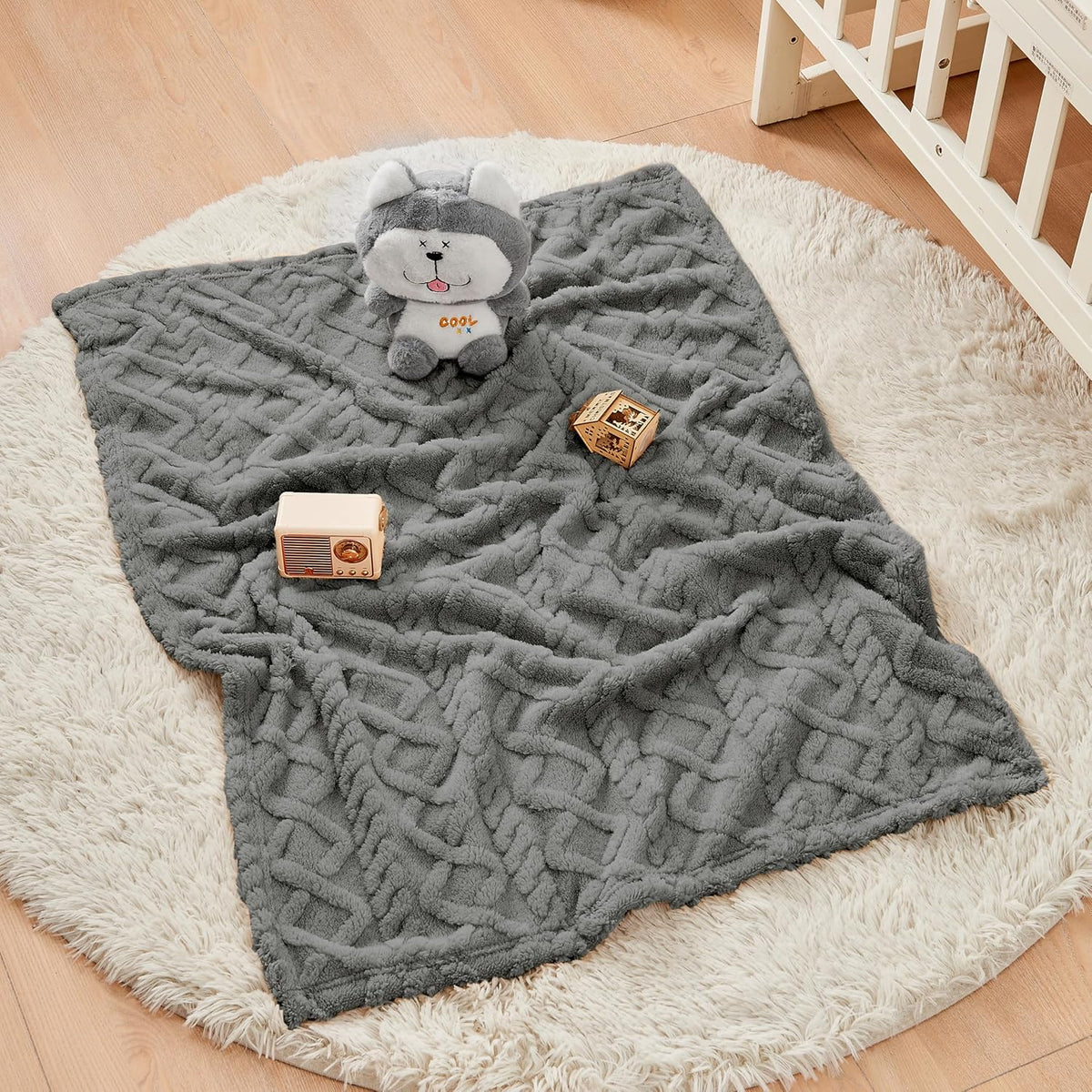 Sherpa Fleece Baby Blanket - Ultra Soft & Fluffy Premium Infant Receiving Blanket | 30”×40” in Grey