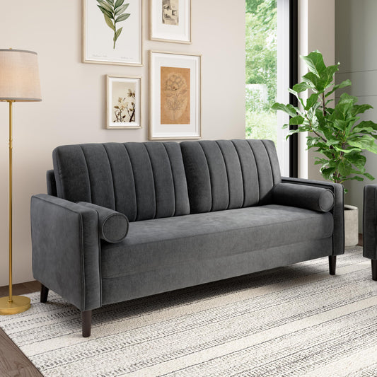 Bush Home 77-inch Sofa, Living Room Furniture, Max Collection, Iron Gray Chenille Fabric