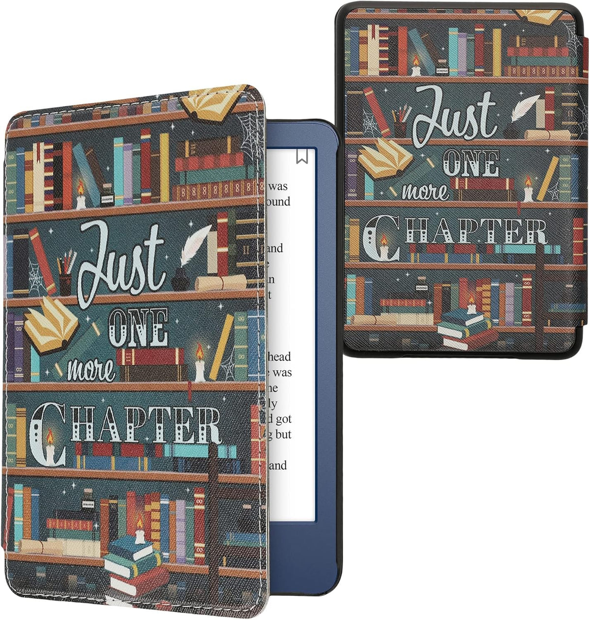 kwmobile (2022/2024) Case Compatible with Amazon Kindle Case - eReader Cover - Library Motto Multicolor