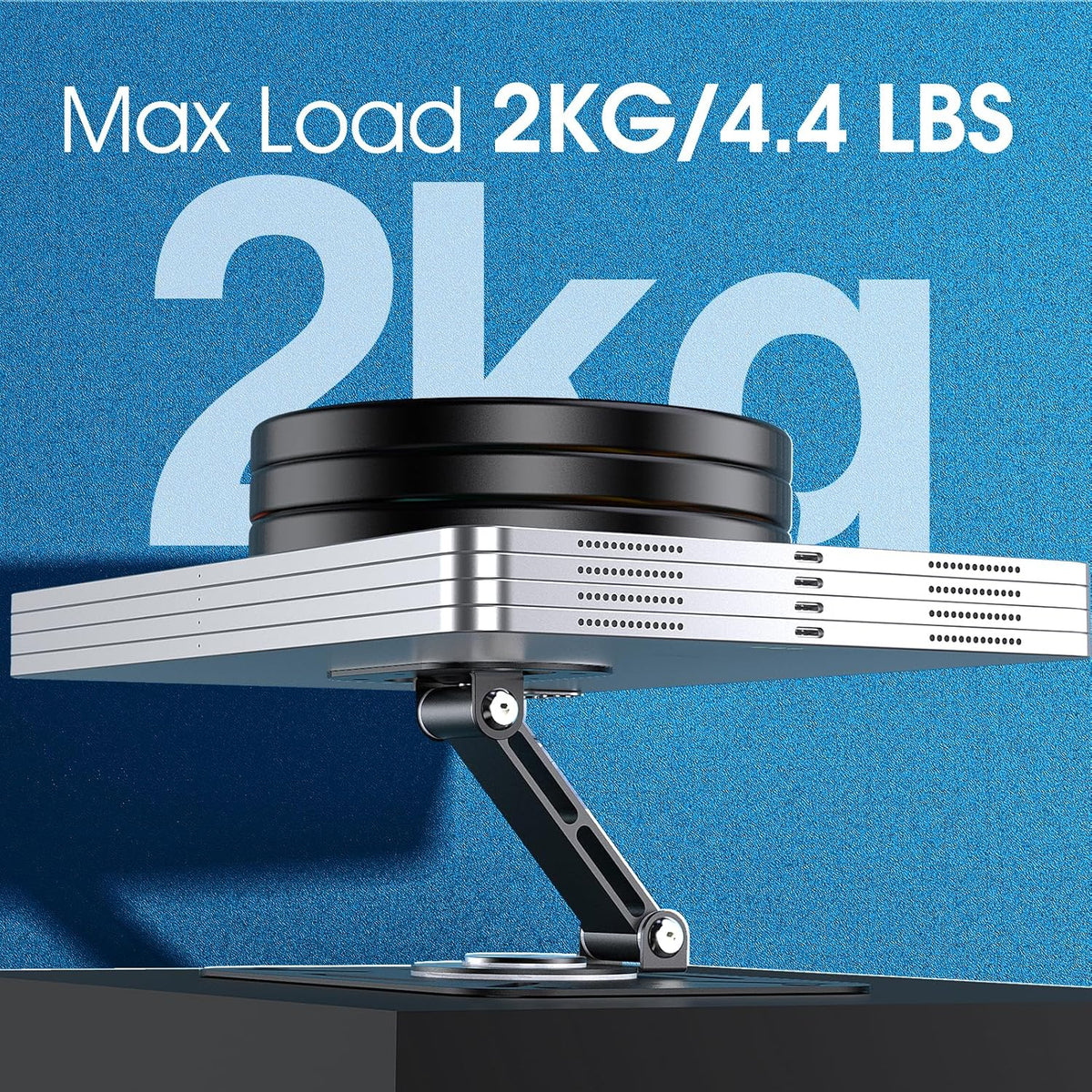 3-in-1 1/4-Inch 360-degree Projector Stand with Cable Ties Desk, Wall and Ceiling Mount with Thread, Foldable, Height