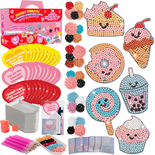 Sweet Treats 24 Pack 5D Diamond Painting Kits - Goodie Bag Party Favors for Kids Birthday Party & School Classroom Prizes - Animal Gem Craft Activity Kits- Party Favor Stuffer Gifts for Boys & Girls
