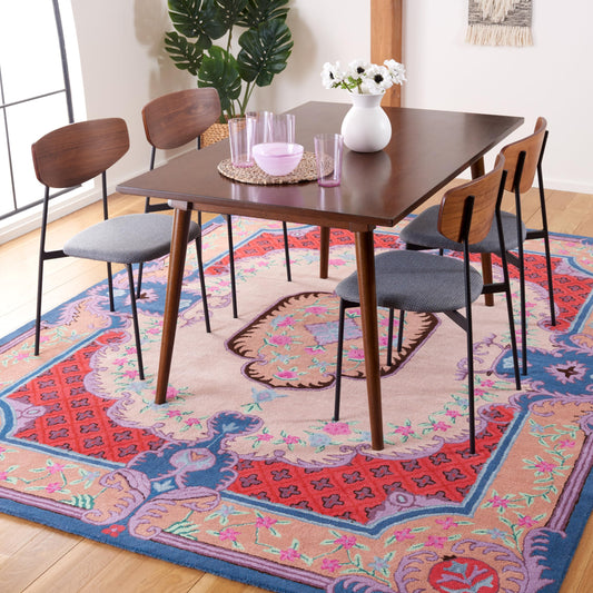 SAFAVIEH Area Rug 8x10 - Bellagio Collection - Large - Ivory & Pink, Handmade Wool, Medallion Design, Ideal for Living Room, Bedroom, Office, Dining Space (BLG535A)