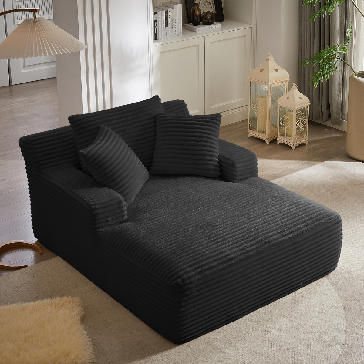 KEIKI 66" Oversized Chaise Lounge, No-Assembly Boneless Chair Sofa Bed Alternative for Bedroom Comfort, Guest Hosting, Cozy Lounging & Restful All-Day Relaxation with Plush Supportive Seating