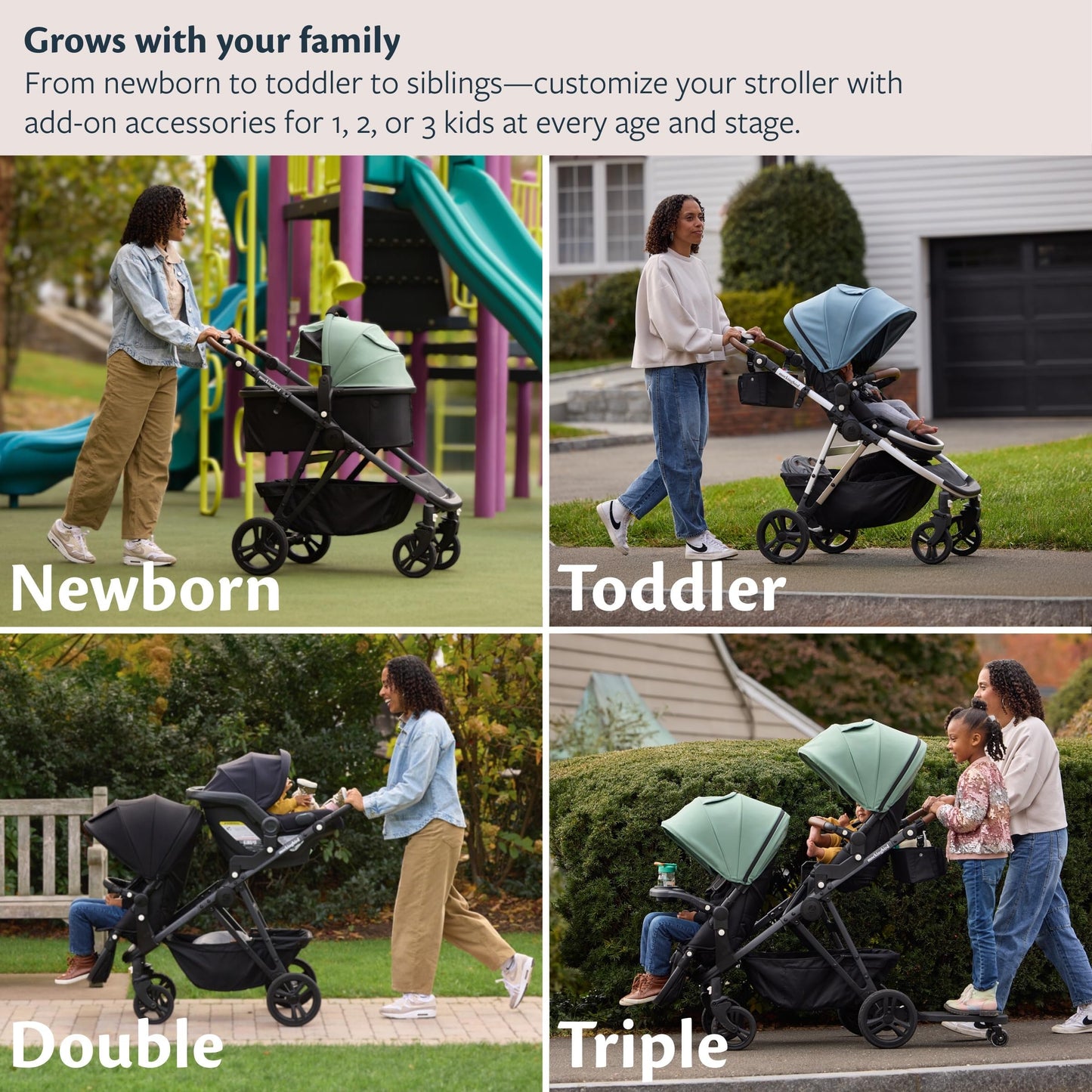 Mockingbird Single-to-Double Stroller 3.0 - Convertible Full Size Baby Stroller for 1, 2, or 3 Kids with 44 Possible configurations, Travel System Compatible - Black Windowpane