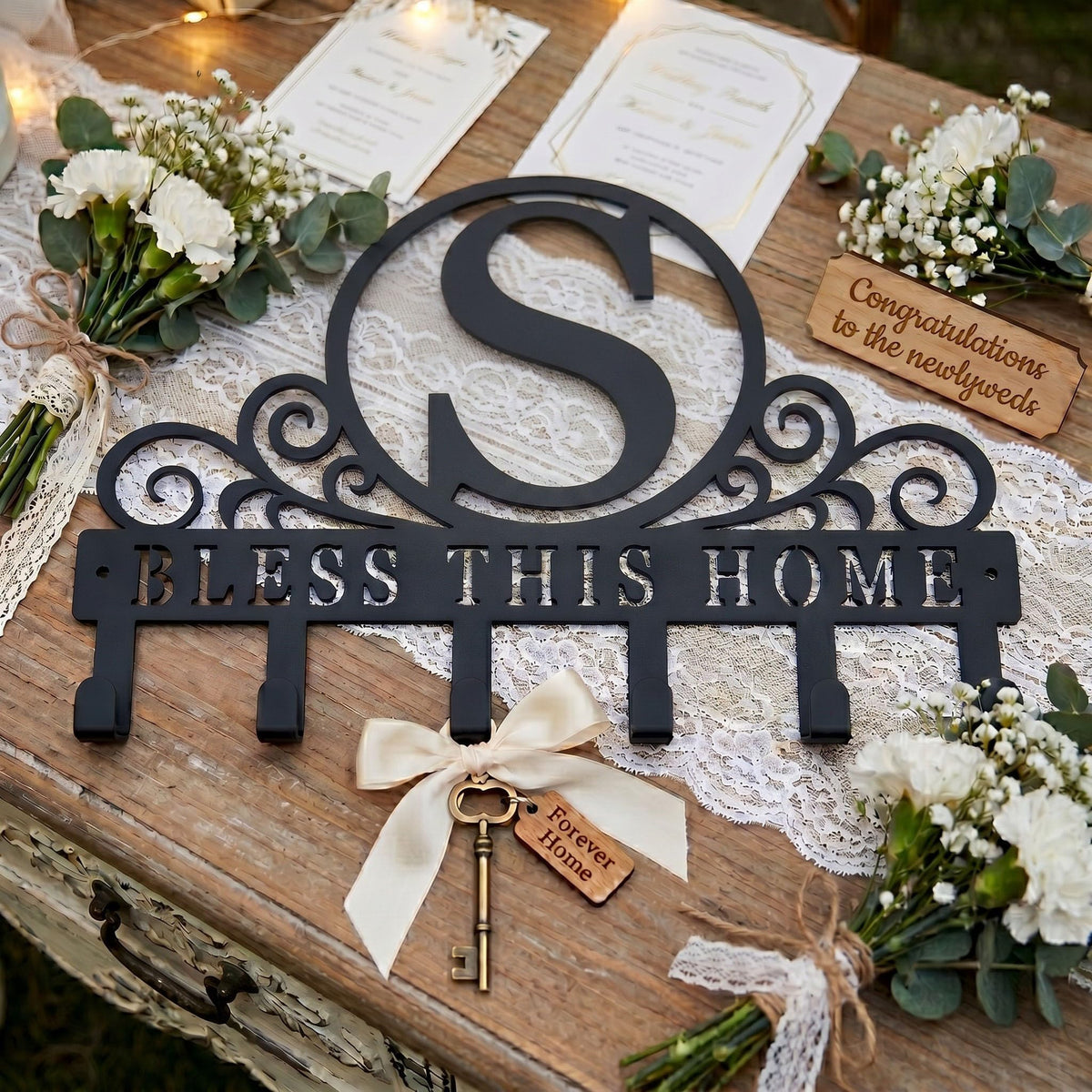 SIFZYJGN Personalized Metal Monogram Key Holder Wall Mount, Custom Letter Metal Key Holder for Wall Key Hooks Coat Rack, Perfect for Bathroom, Living Room, Kitchen