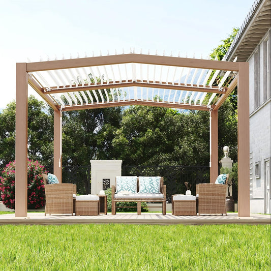 Garvee 11x13ft Louvered Pergola - Outdoor Pergolas with Adjustable Louvered Roof, Reinforced Aluminum Frame, Integrated Drainage System, Outdoor Gazebo for Deck, Patio, Backyard and Garden