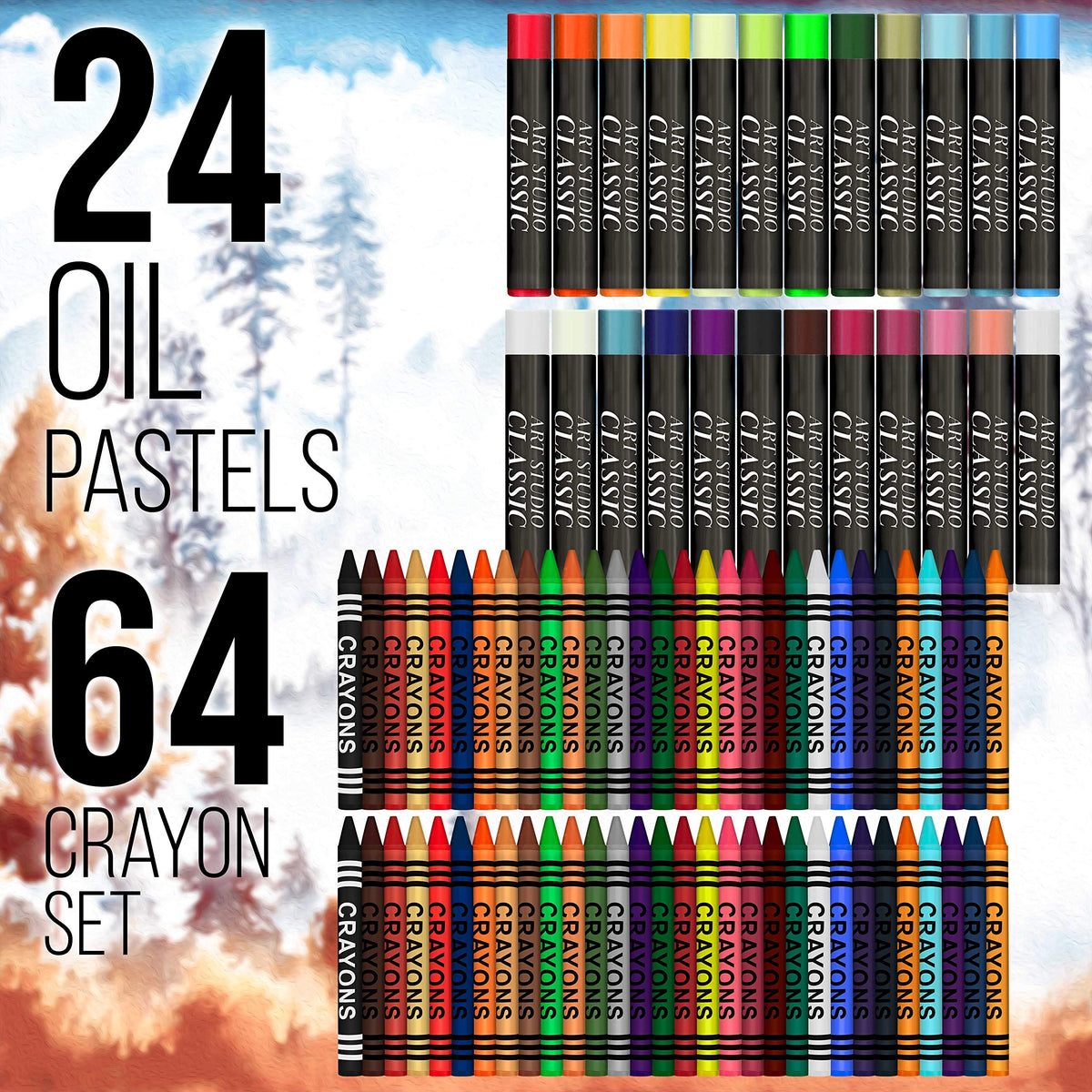 U.S. Art Supply 162-Piece Mega Wood Box Artist Kit with Painting, Drawing & Art Supplies for Adults - 24 Each (Watercolors, Oil Pastels, Pencils), 60 Crayons & 2 Brushes - Art Kit for Adults, Gift Set