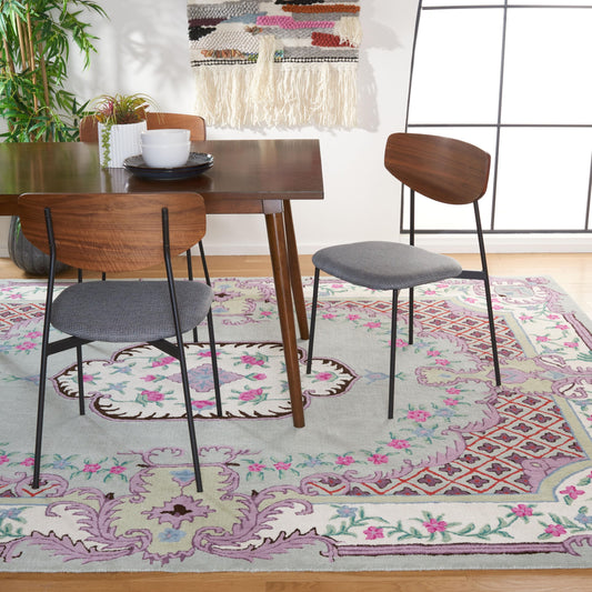 SAFAVIEH Bellagio Collection 8' x 10' Light Green/Ivory BLG535Y Handmade Medallion Premium Wool Living Room Dining Bedroom Area Rug