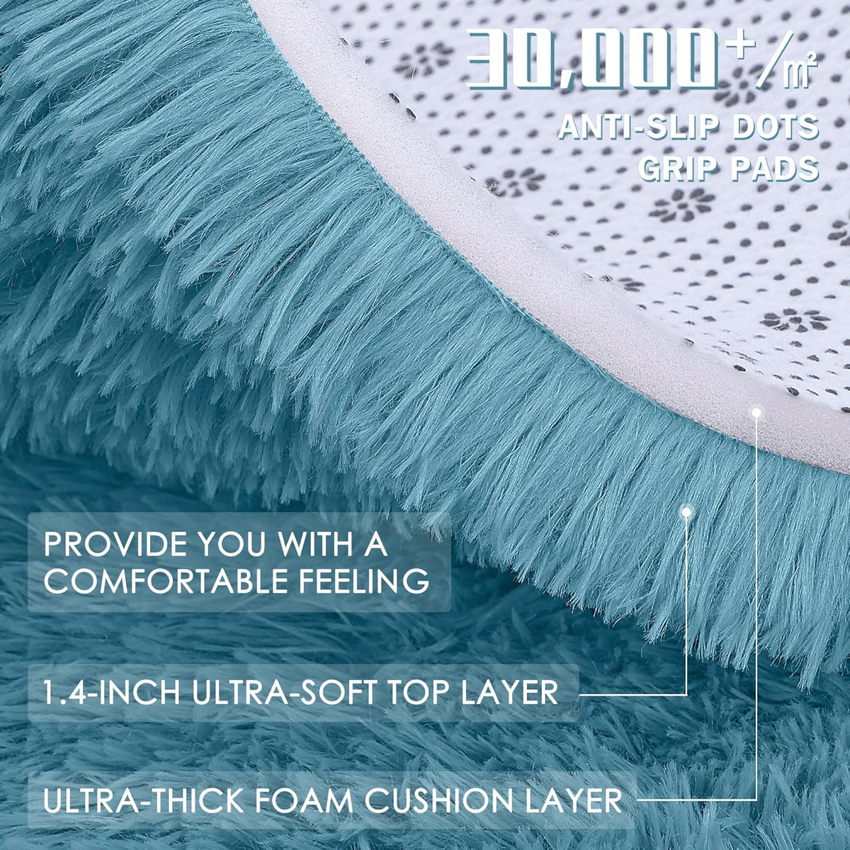 OLANLY 8x10 Large Area Rug - Soft Fluffy Shaggy Carpet for Living Room & Bedroom | Slate Blue