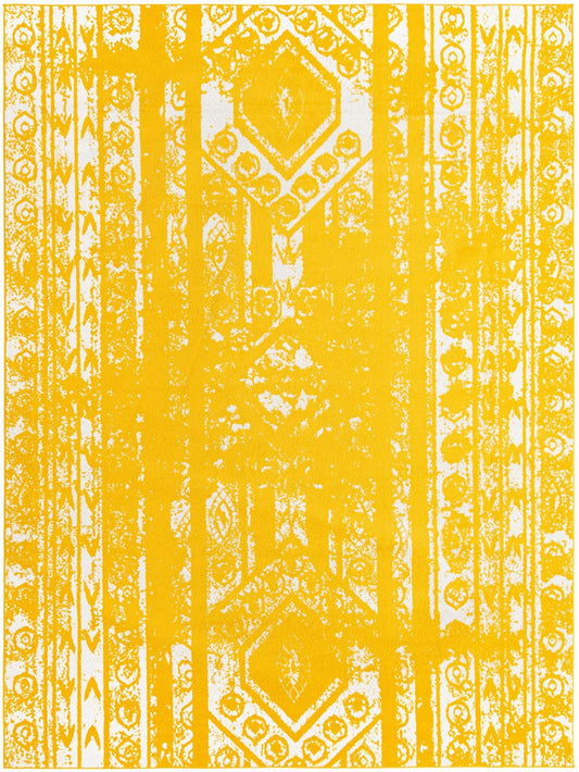 Unique Loom Lennon Collection Area Rug - Zal (9' 10" x 13' 1" Rectangle, Yellow/ Ivory)