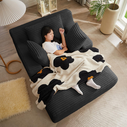 KEIKI 66" Oversized Chaise Lounge, No-Assembly Boneless Chair Sofa Bed Alternative for Bedroom Comfort, Guest Hosting, Cozy Lounging & Restful All-Day Relaxation with Plush Supportive Seating