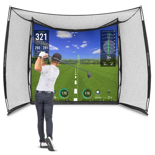 GoSports Range Cage 10 ft x 8 ft Golf Practice Hitting Net with Impact Screen