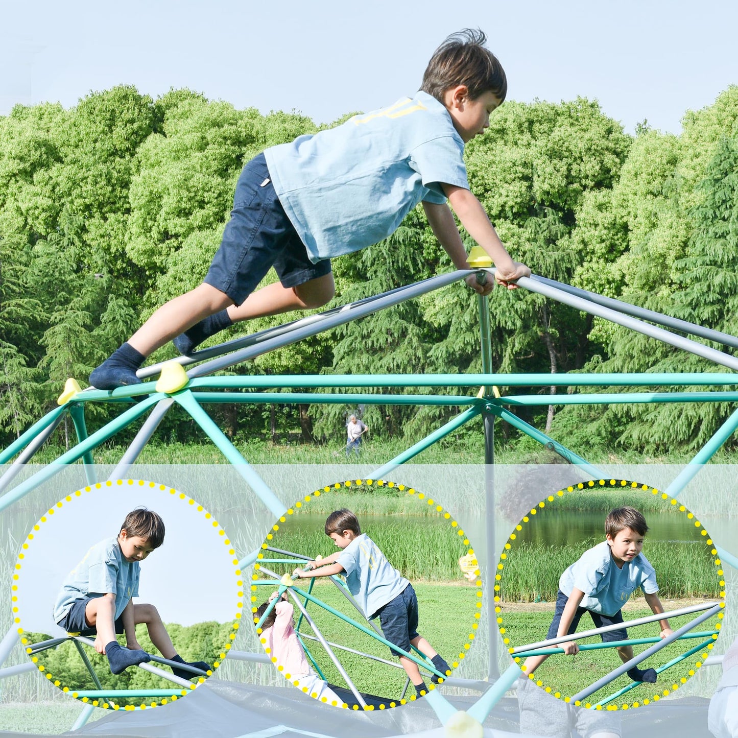 Virubi 13 FT Climbing Dome for Kids 3 +, Geometric Dome Climber Play Center - Supports 1000LBS Outdoor Playset, Easy Assembly and Move