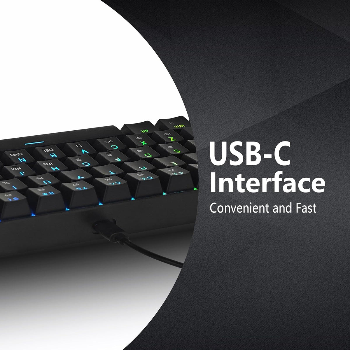 Bangsanth 60% 26-Mode 61-Key, Mechanical Keyboard, Mechanical Gaming Keyboard with Blue Switches and Dynamic RGB