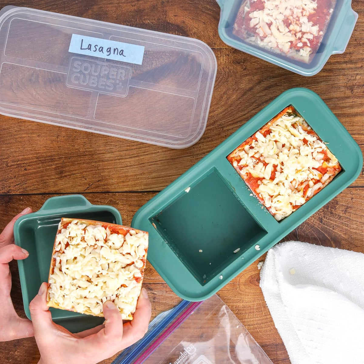 Souper Cubes Stoneware Baking Dishes - Premium 5" x 5" Mini Ceramic Set with Silicone Covers - Made in USA