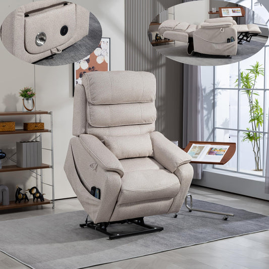Oversized Electric Lift Chair Versatile Power Recliner Chair 180° Infinite Reclining Armchair for Adults with Massgae,Cupholder,USB-C Ports,Wireless Charging