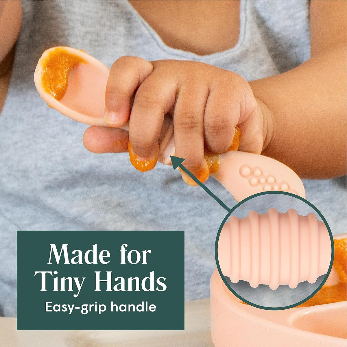 Simka Rose Silicone Baby Spoons - Self Feeding Infant Spoons (6 Pack) | Easy on Gums, Dishwasher Safe, 6 Months+
