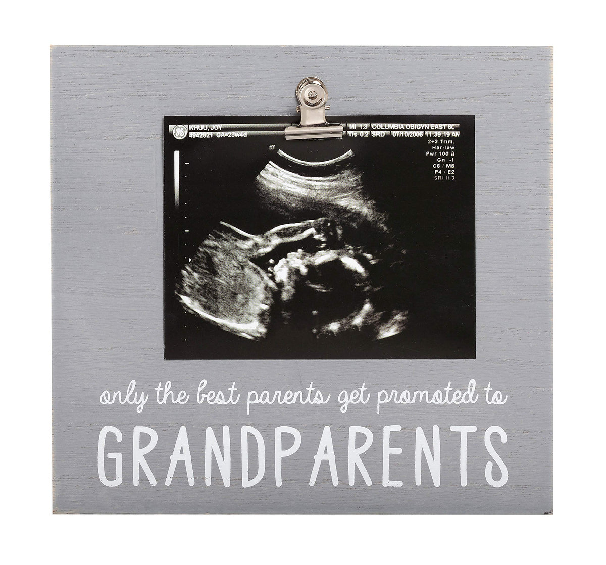 Pearhead Grandparents Pregnancy Announcement Sonogram Picture Frame, Ultrasound Photo Gift and Pregnancy Reveal Keepsake for Grandmothers and Grandfathers, Distressed Gray