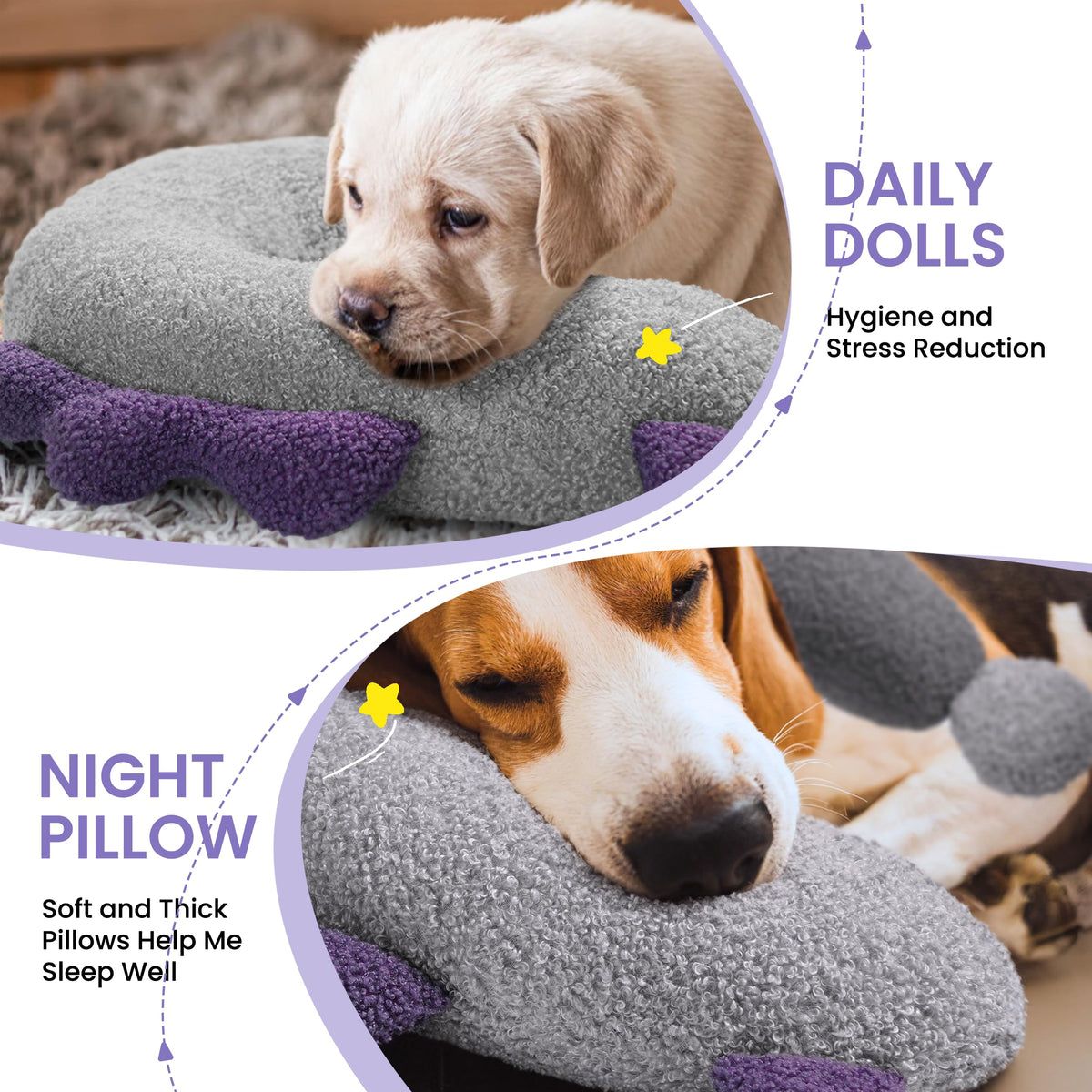 HiPetpy Dog Calming Pillow - Soft Neck Pillow for Dogs, Washable Sleep Pillow for Better Sleep, Reduces Anxiety, Gift for Small/Medium/Large Dogs and Cats