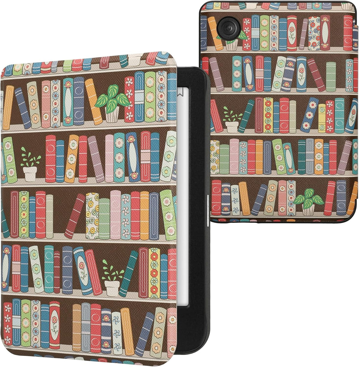 kwmobile Summer Case Compatible with Kobo Clara BW/Colour Case - eReader Cover - Library Blue/Green/Dark Pink