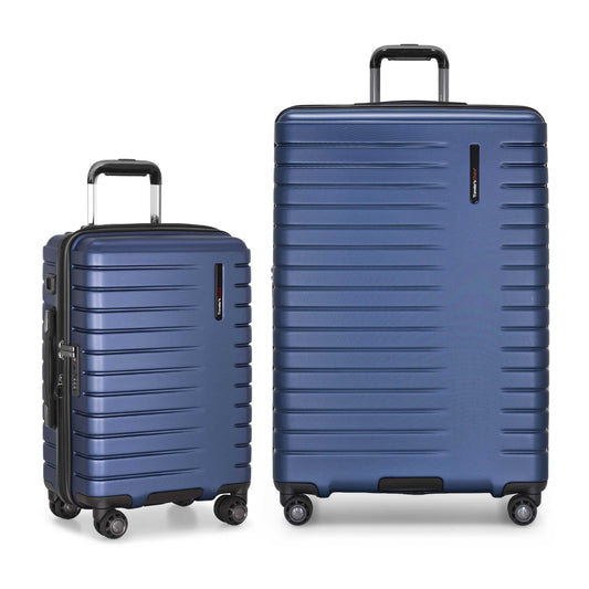 Traveler's Choice Archer Polycarbonate Hardside Spinner Luggage Set,Tie Down Straps, Blue, 2-Piece