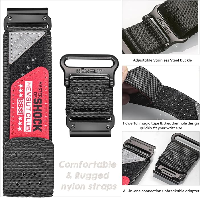 Rugged Nylon Sports Strap With Woven Loop Design, Compatible With Venu 2, 3, Plus, Sq, Sq 2, Music (Not 2S)