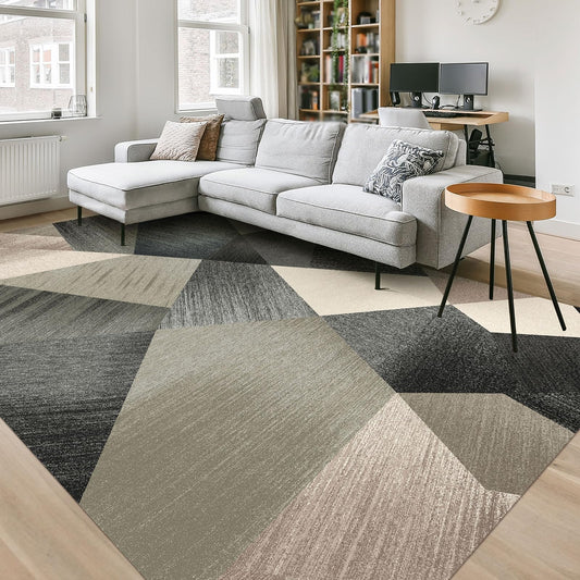 HOMFINE Modern Geometric Area Rug – Machine Washable & Non Slip, Soft Non Shedding Rug for Living Room and Bedroom - Green, 10'x14'