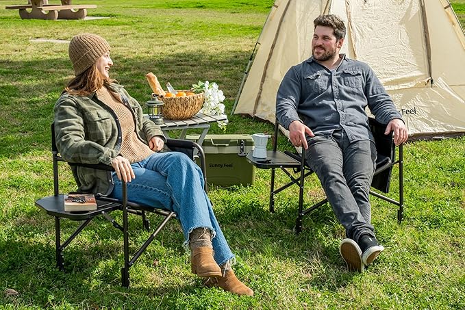 SUNNYFEEL Oversized Camping Directors Chair, Portable Folding Lawn Chairs for Adults Heavy Duty with Side Table,Pocket for Beach, Fishing,Picnic,Concert Outdoor, Foldable Camp Chairs