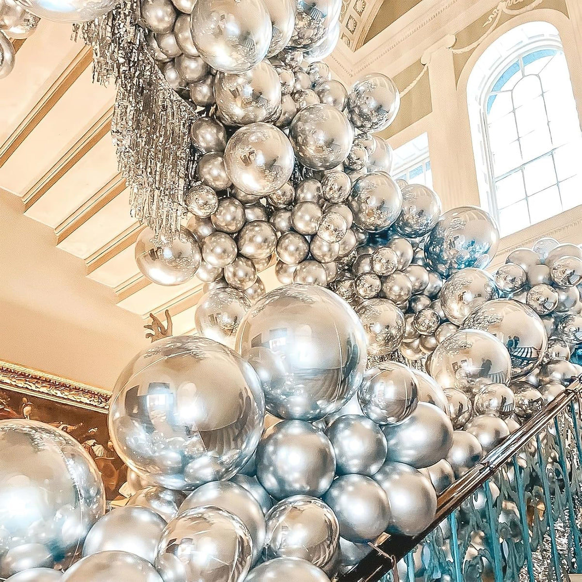 PartyWoo Silver Balloons - 101pcs 12 Inch Latex Helium Balloons for Celebrations & Events