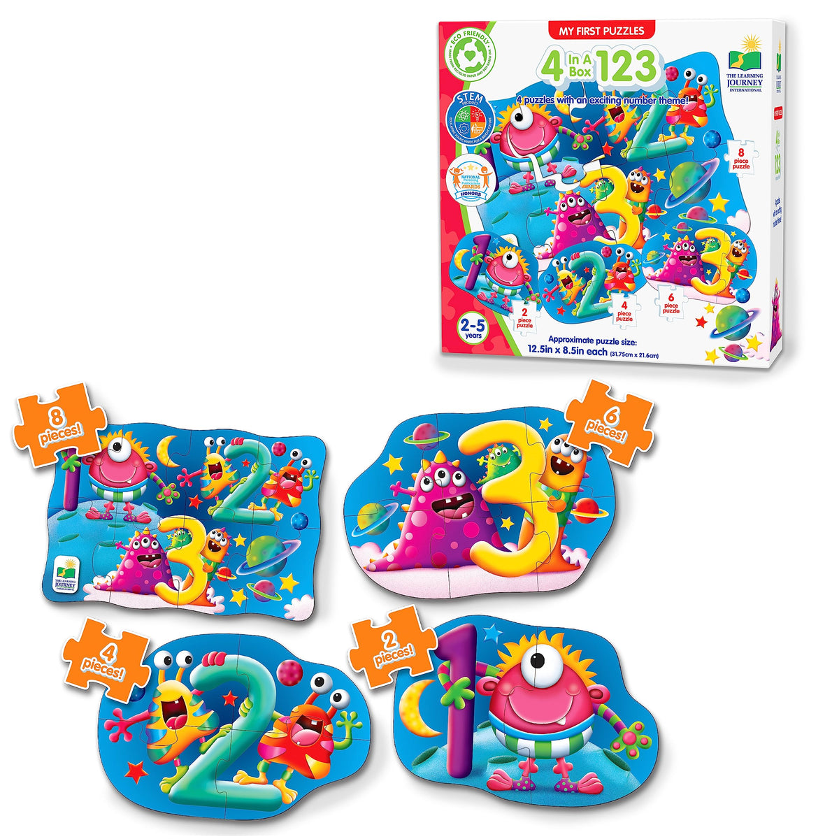The Learning Journey My First 4-in-A-Box Puzzle - 123 - Puzzles for 2 Year Olds - STEM Educational Toddler Toys & Gifts for Boys & Girls Ages 2 and Up - Award Winning Puzzles