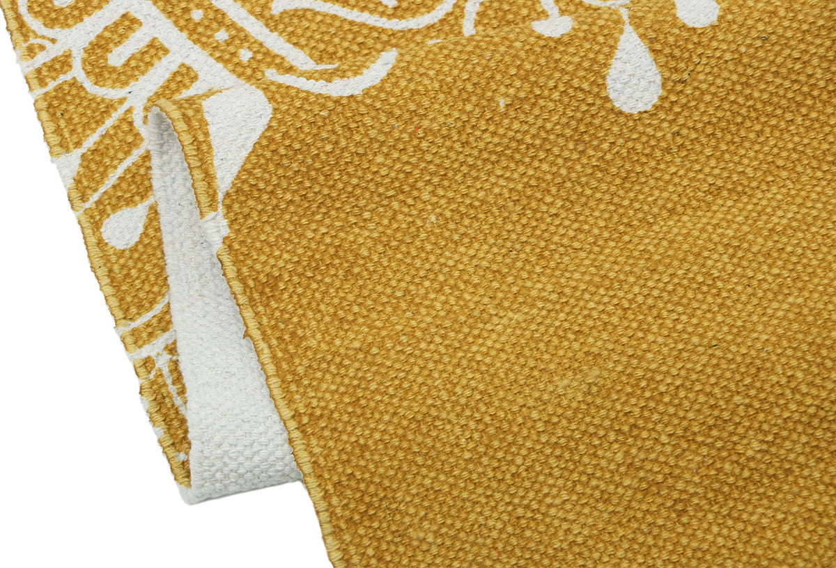 The Home Talk Yoga Mat, 100% Organic Foldable Thick Mat for Travel, Yoga Mat for Exercise with Carry Strap, Skid Free Yoga Block for Pilates, Training Mats Cotton Weave, 24"x72" - Yellow