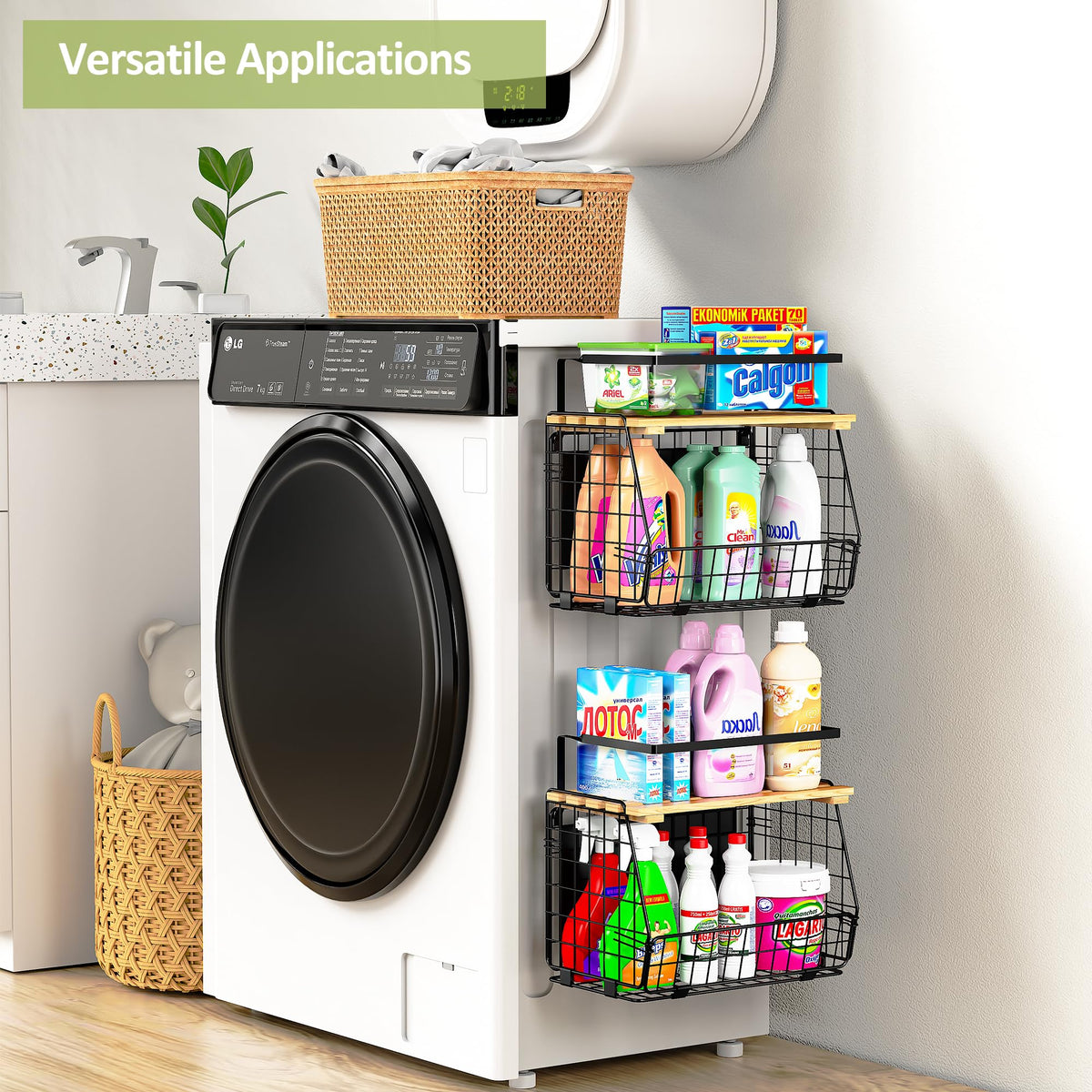 GGIU Magnetic Shelf for Fridge with Lid: 2 Pack Fruit Potato and Onion Storage Bin - Magnetic Spice Rack for Refrigerator & Kitchen Counter - Pantry Organizers and Storage