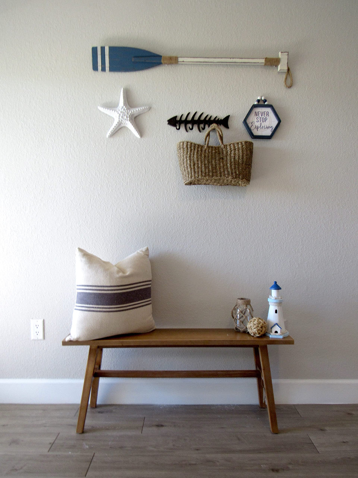 Wallcharmers Large Fish Bone Key, Leash, & Towel Holder | Nautical Home & Wall Decor