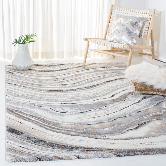 SAFAVIEH Cyrus Shag Collection Area Rug - 9' x 12', Ivory & Grey, Modern Abstract Design, Non-Shedding & Easy Care, 0.8-inch Thick Ideal for High Traffic Areas in Living Room, Bedroom (CYR124A)