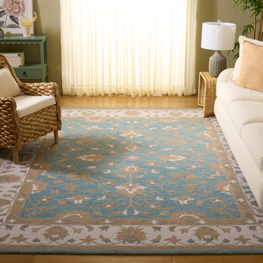 SAFAVIEH Area Rug 8x10 - Heritage Collection - Large - Light Blue & Ivory, Handmade Wool, Ideal for Living Room, Bedroom, Dining Space (HG125M)
