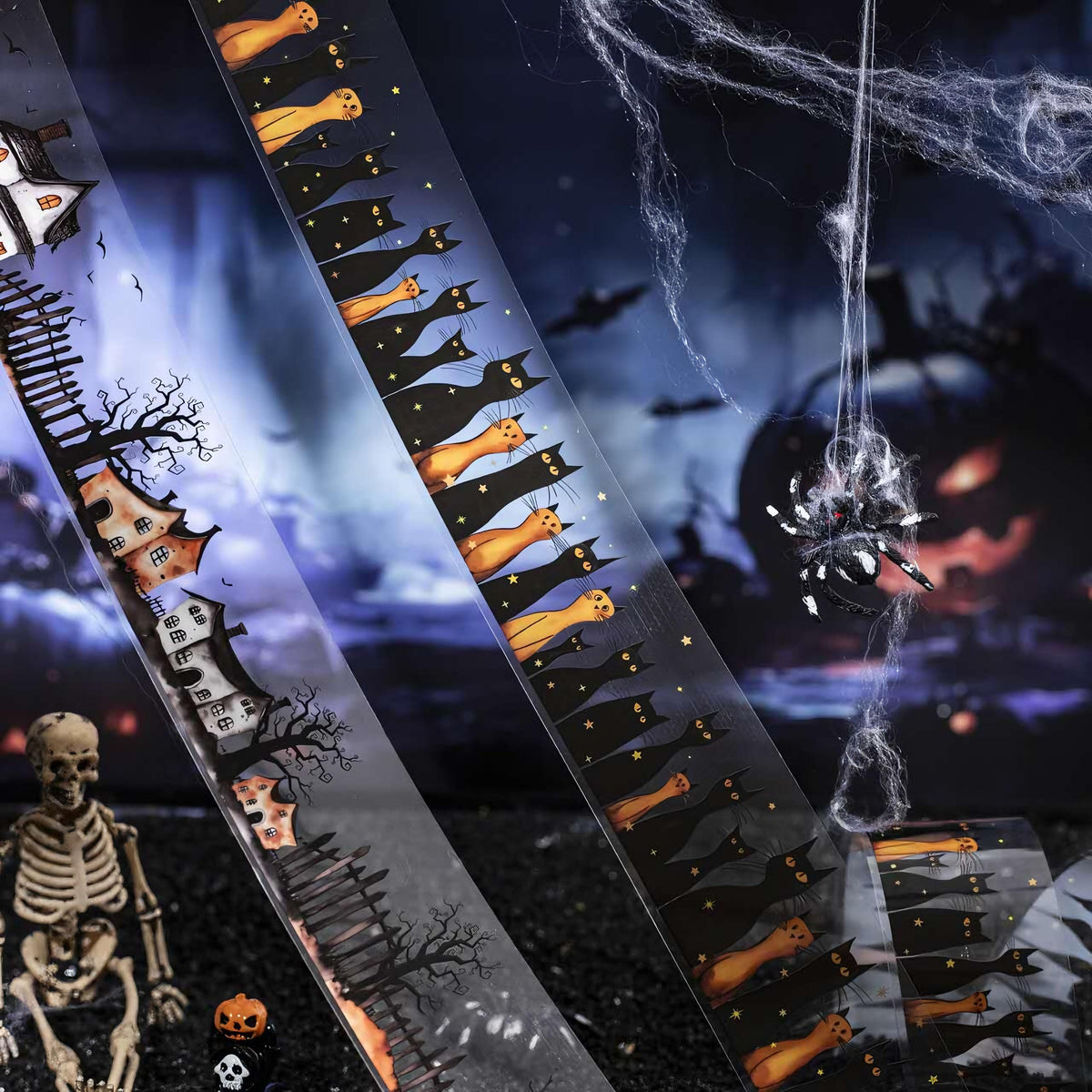 ABARWER Gothic-Themed Decorative Tape Set，8 Rolls PET Washi Tapes for Scrapbooking Supplies, Bullet Journal Supplies, Junk Journal, DIY Crafts,Art Crafts,Scrapbook Album and Wall Art