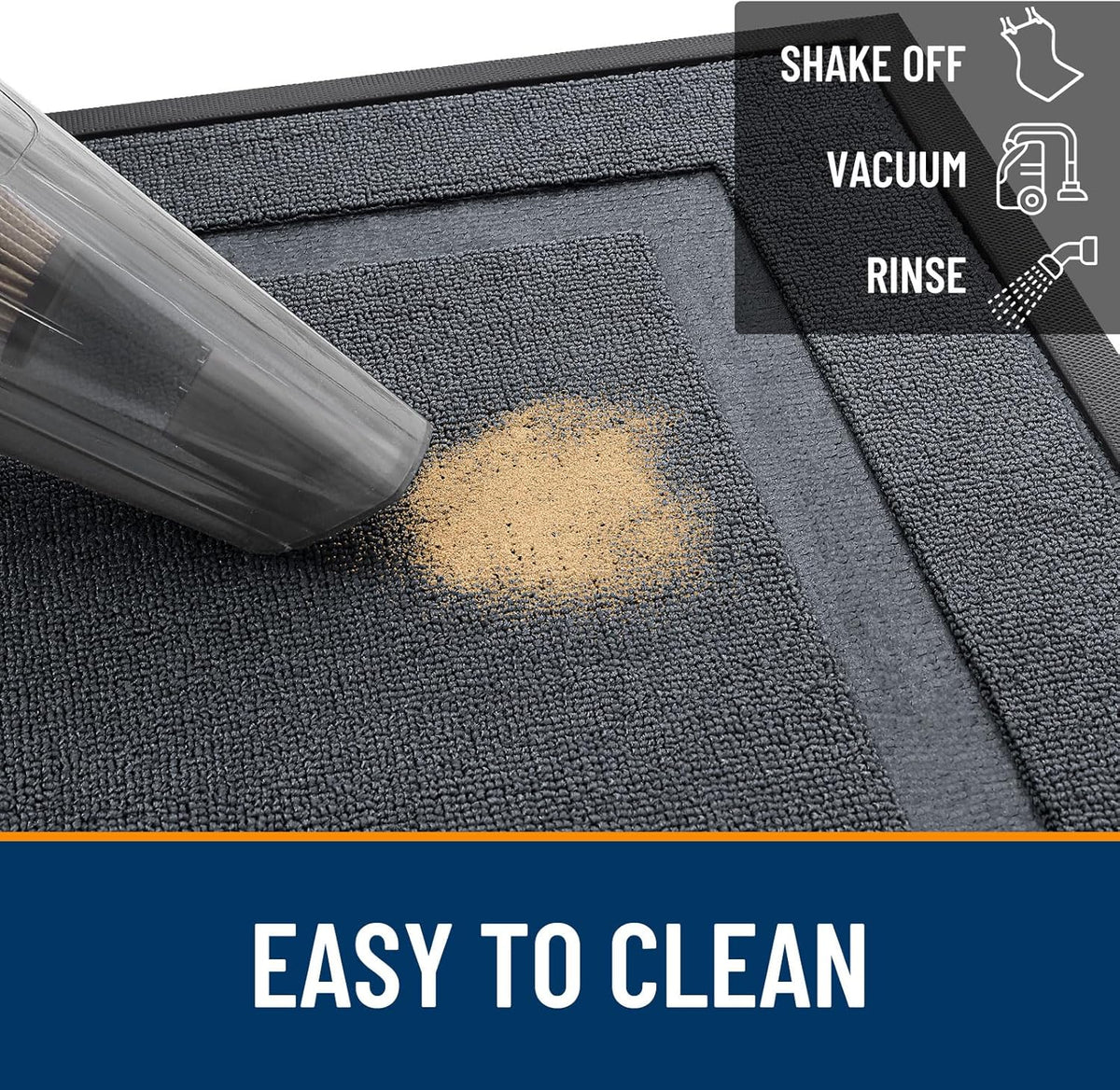 OLANLY Indoor Outdoor Front Door Mat - Waterproof All-Season Doormat, Easy Clean, 29.5x17, Charcoal Gray