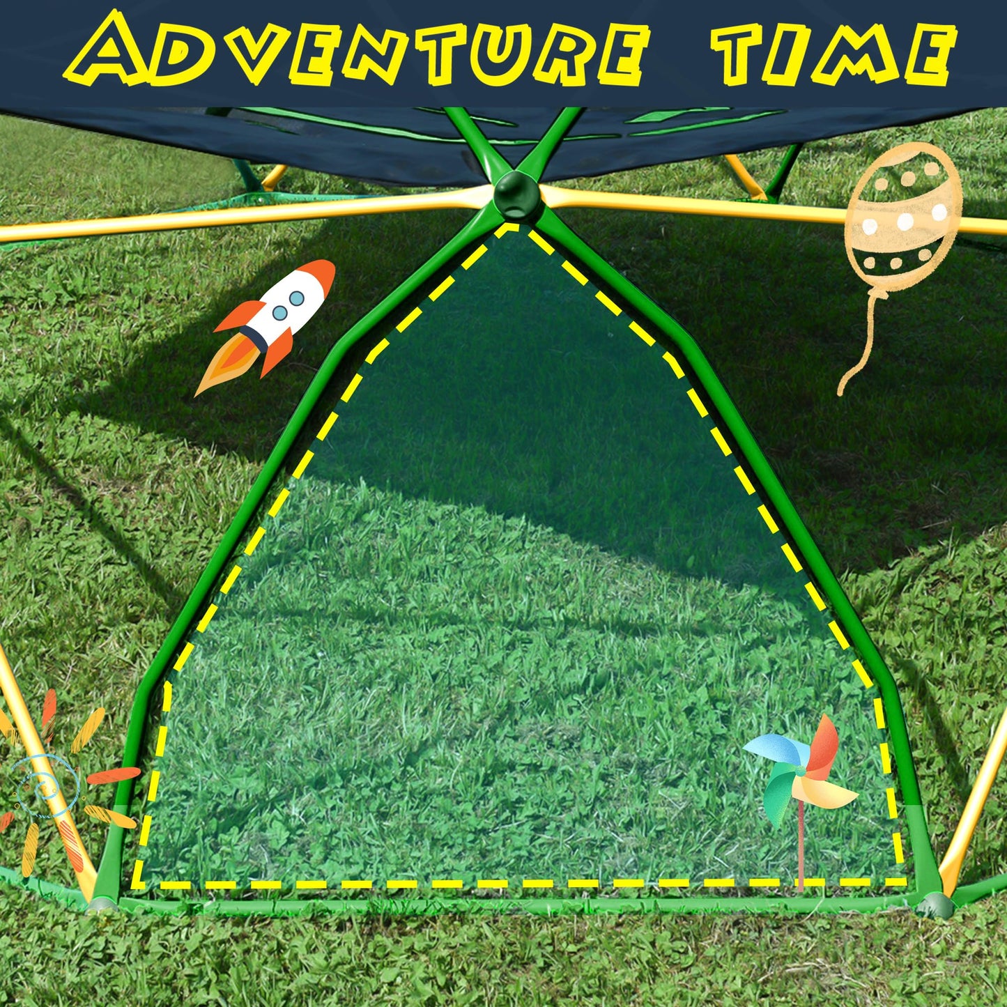 Merax 13FT Climbing Dome with Hammock, Outdoor Geometric Dome Climber Play Center for Kids 3-10 Supporting 1000 lbs, Easy Assembly Jungle Gym