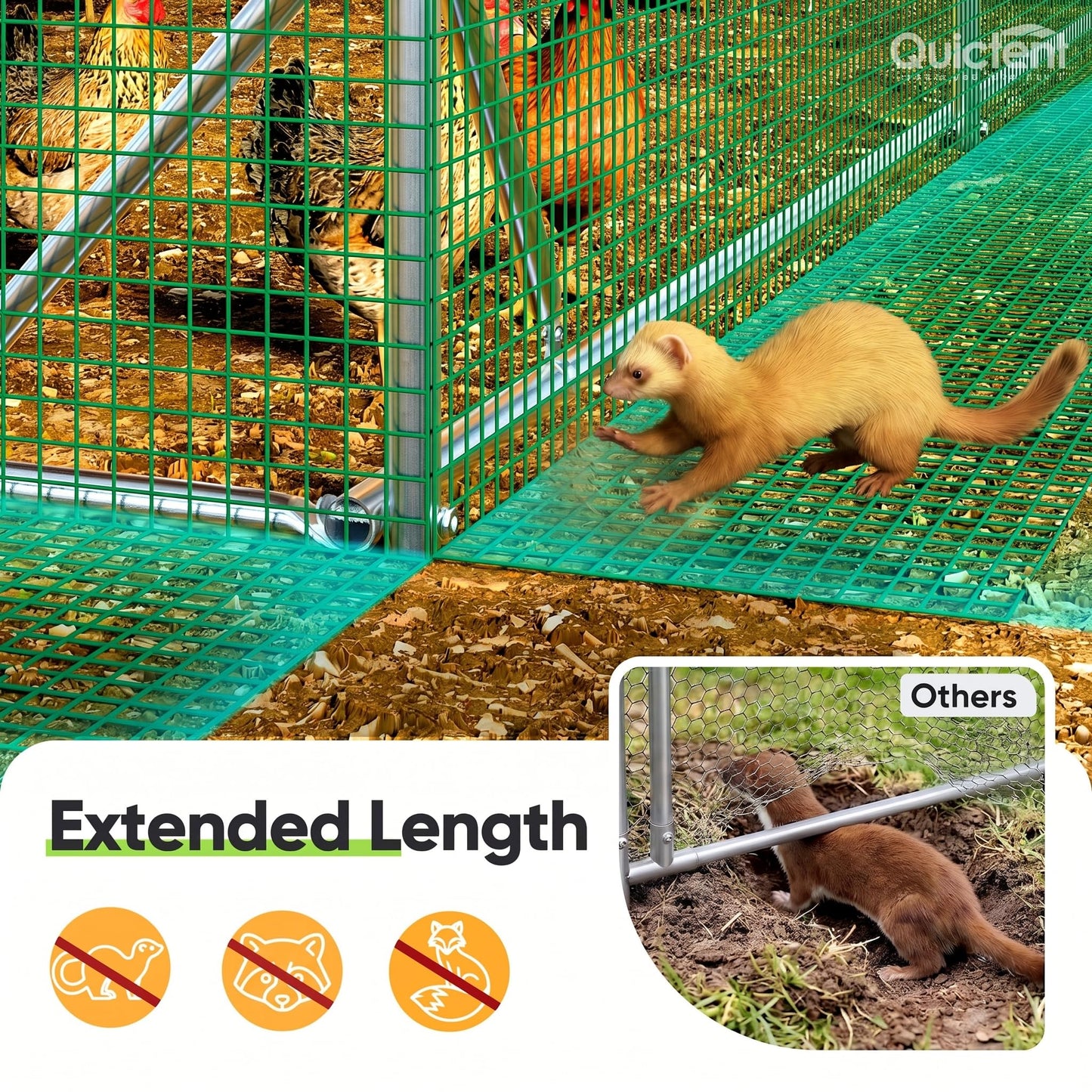 Quictent 12x9x6.6ft Metal Chicken Coop Run with Perch & Swing, Elite Series Large Walk-in Outdoor Poultry Cage Heavy Duty Predator Proof Hen Duck Rabbit Farm Pen House, Waterproof Anti-UV Cover
