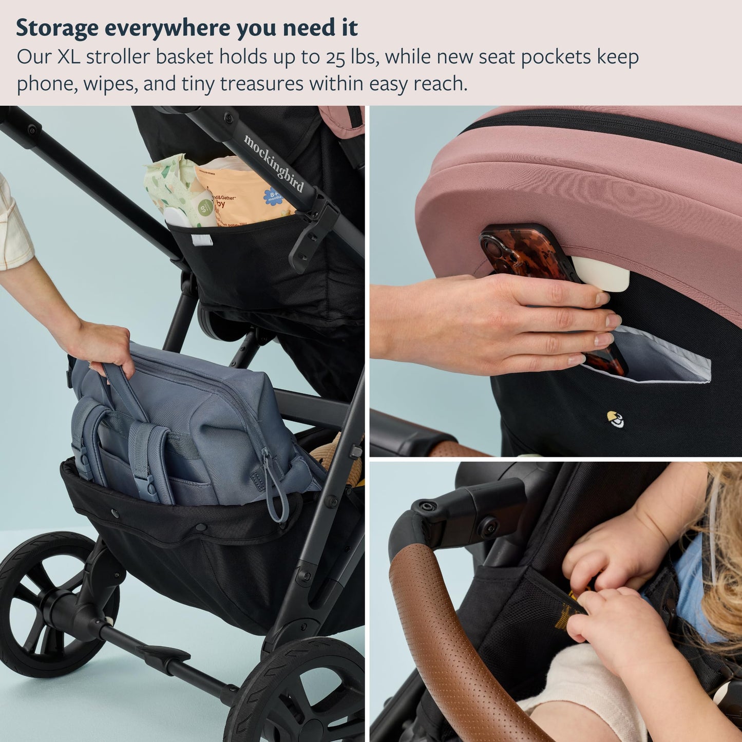 Mockingbird Single-to-Double Stroller 3.0 - Convertible Full Size Baby Stroller for 1, 2, or 3 Kids with 44 Possible configurations, Travel System Compatible - Black Windowpane