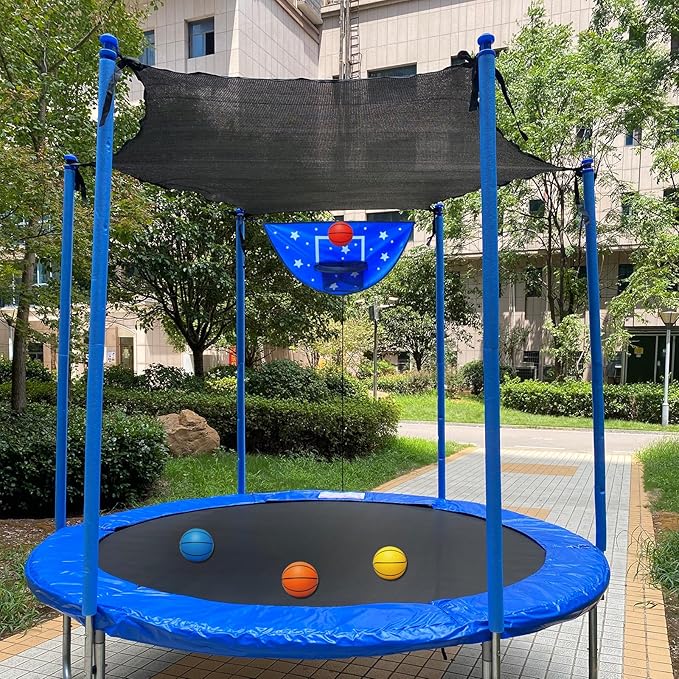 Trampoline Basketball Hoop, Attachment with Pump and Mini Ball, Universal Trampoline Accessories, Easy to Install