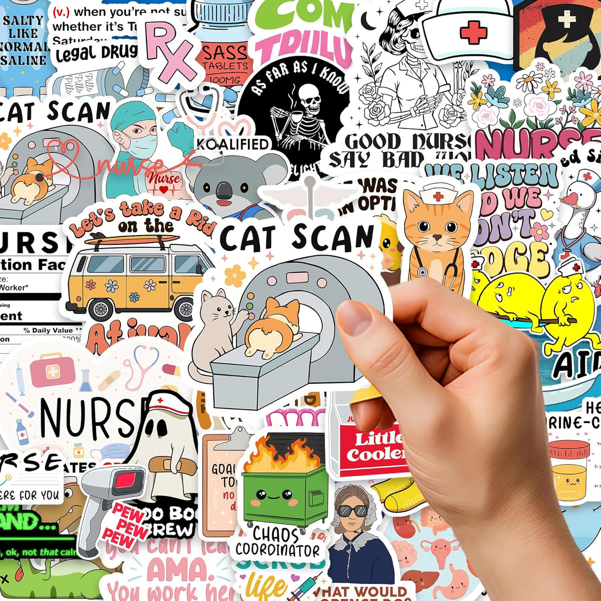 120Pcs Pack, Funny Nurse Stickers, Nursing Gift by Puraesla, Hilarious Sticker Medical Decals for Computer, Cups