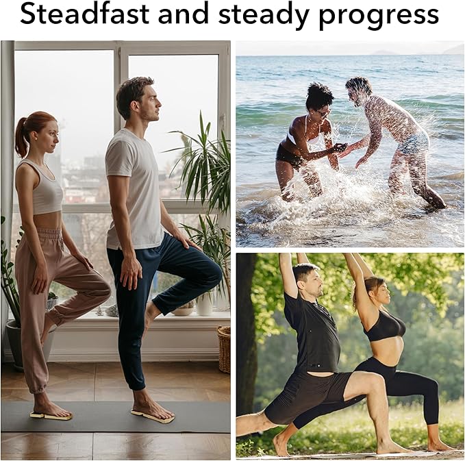 Single Leg Balance Board - Ankle Strengthener for Sprained, Wood Foot Trainer with non-slip pads for Plantar Fasciitis Relief, Posture Correction, Calf Stretching and Balance