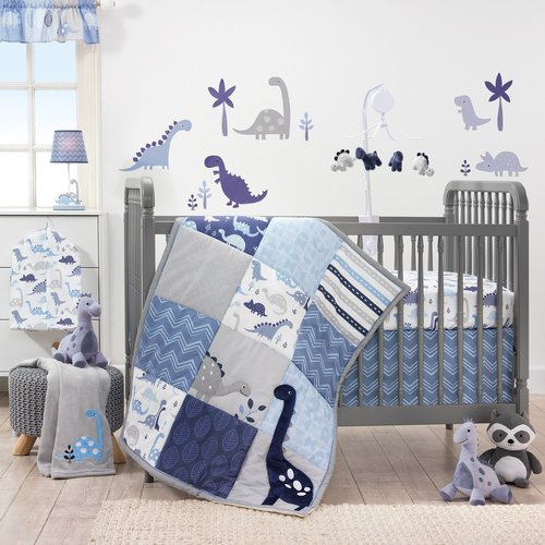 Bedtime Originals Roar Dinosaur Fitted Crib Sheet, Blue/White