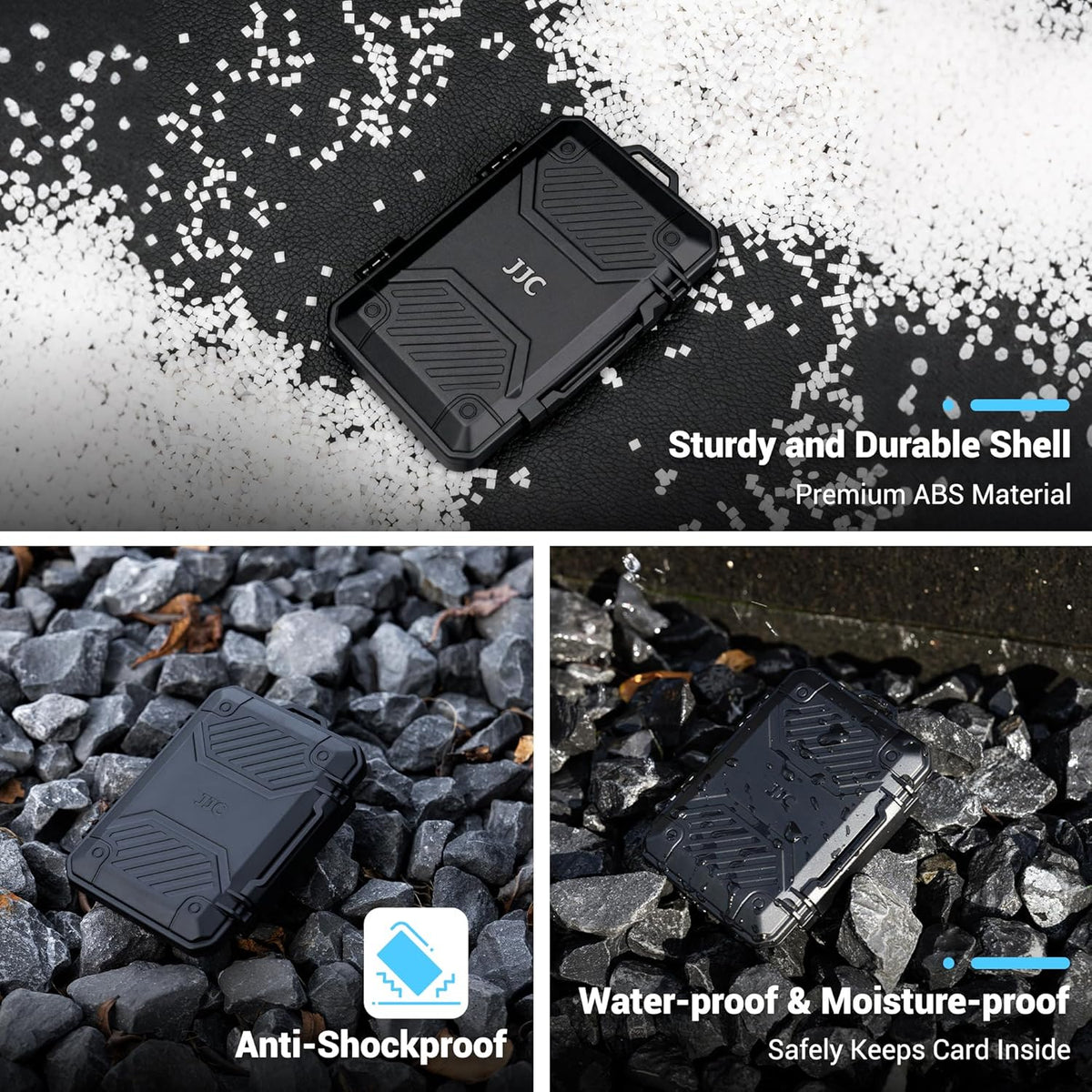 JJC 8 12 2 IP67 Slim Memory Card Case for SD TF and Nano SIM Cards, Waterproof Anti-Shock Anti-Dust, Compact Size