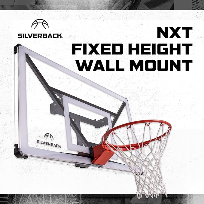 Silverback NXT 54" Wall Mounted Adjustable-Height and Fixed Basketball Hoop with QuickPlay Design