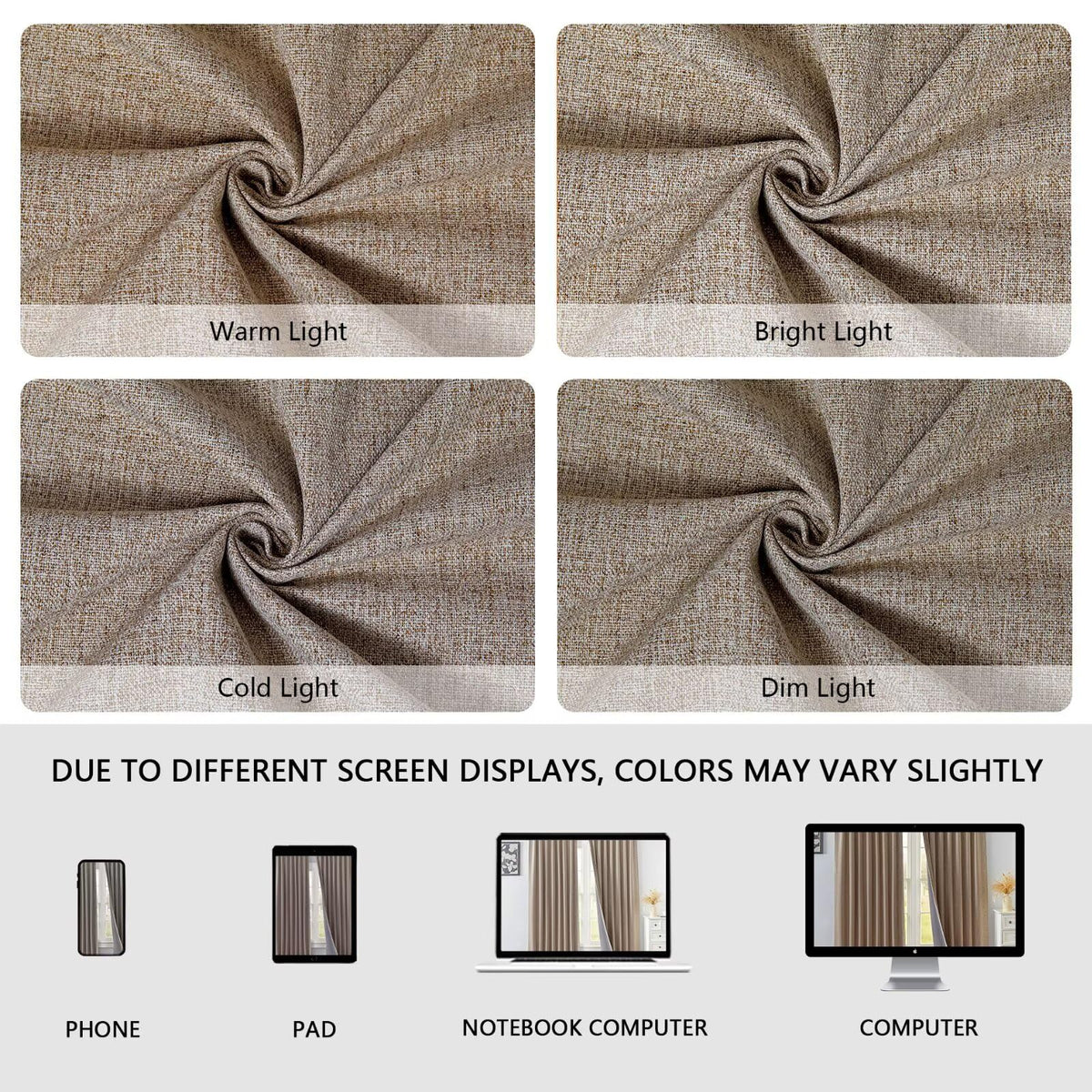 Zyvola 100% Blackout Curtains 96 inch Length 2 Panels Faux Linen Long Drapes for Bedroom Living Room Black Out Room Darkening Curtain Thermal Insulated Back Tab Rod Pocket(W52 x L96, Beige)