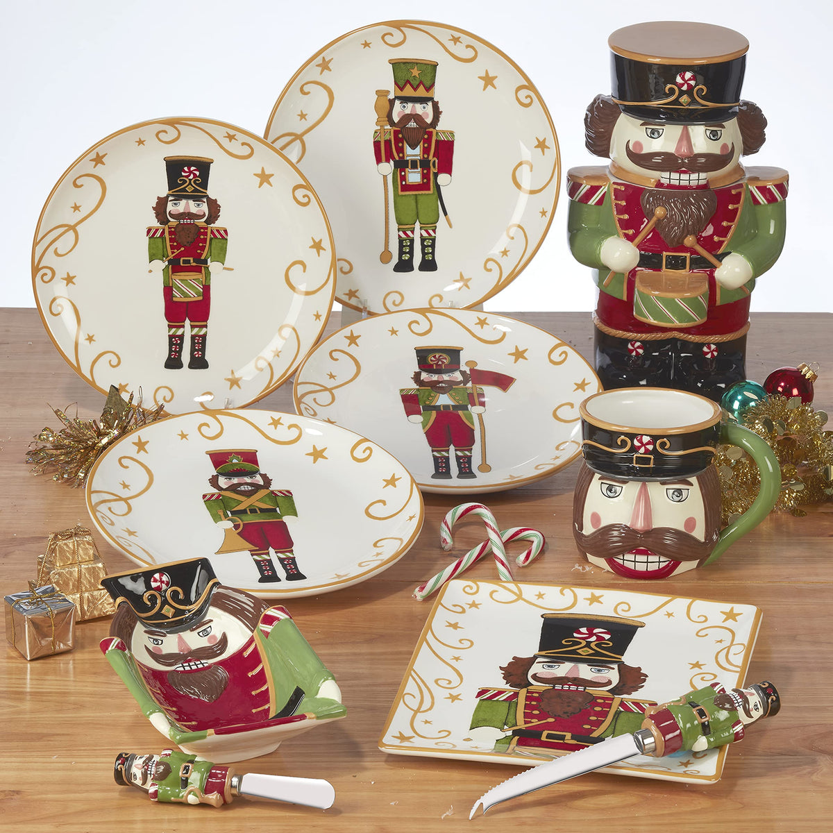 Certified International Holiday Magic Nutcracker Cookie Jar, 3D Hand-Painted Ceramic Jar – Festive 56 oz Christmas Kitchen Decor & Candy Canister – Holiday Countertop Display or Gift Idea