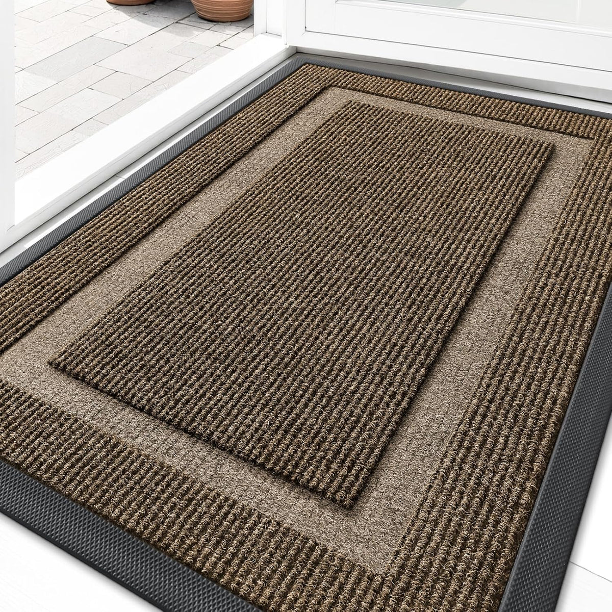 OLANLY Waterproof Front Door Mat | All-Season, Fade Resistant, Easy Clean, 36x24, Brown
