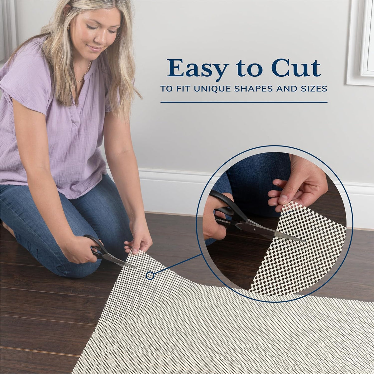 Veken Non-Slip Rug Pad Gripper - Thick 2x5 Ft Area Rug Pad for Hardwood & Tile Floors